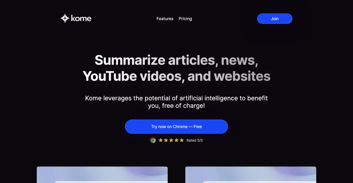 Summarize Articles, YouTube Videos, and Websites with Kome