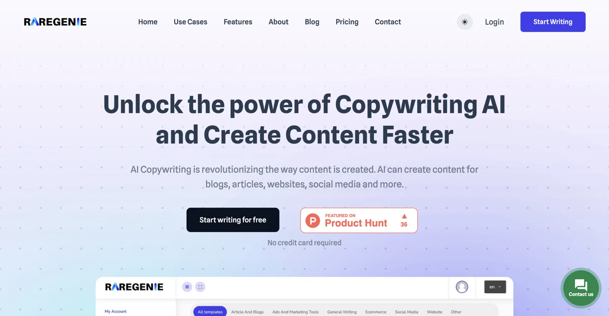 RareGenie: The Ultimate AI Copywriting Tool for Content Creation