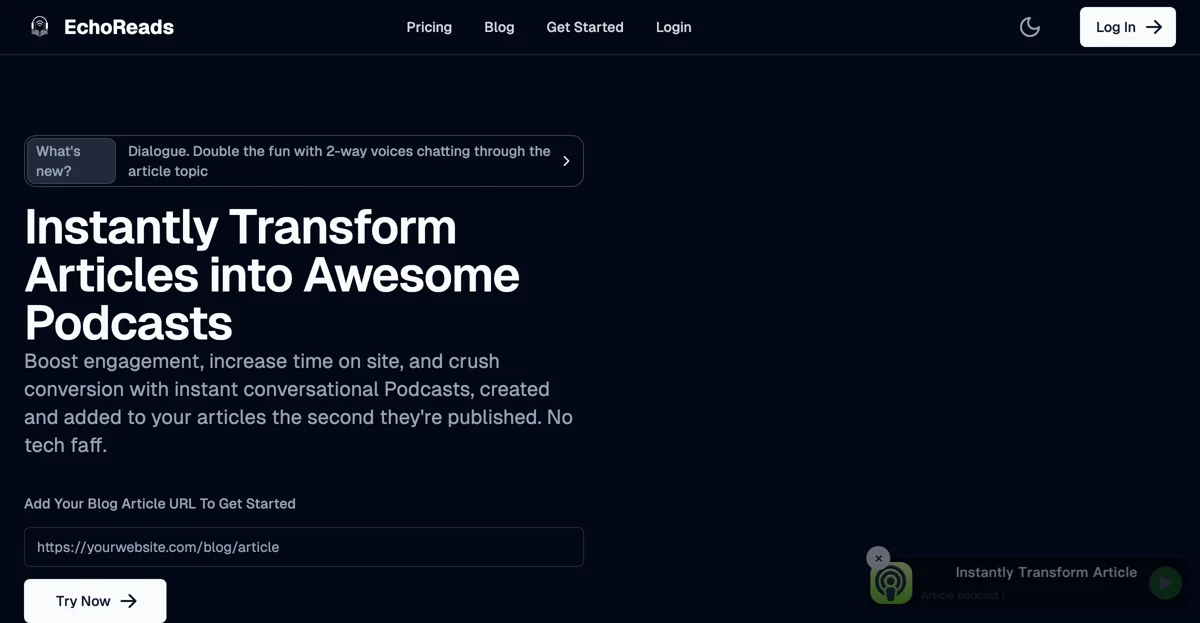 EchoReads: Transform Your Blog Articles into Podcasts Instantly