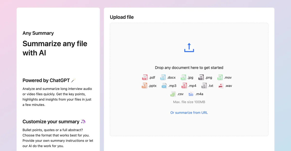 Any Summary: AI-Powered File Summarization Made Easy