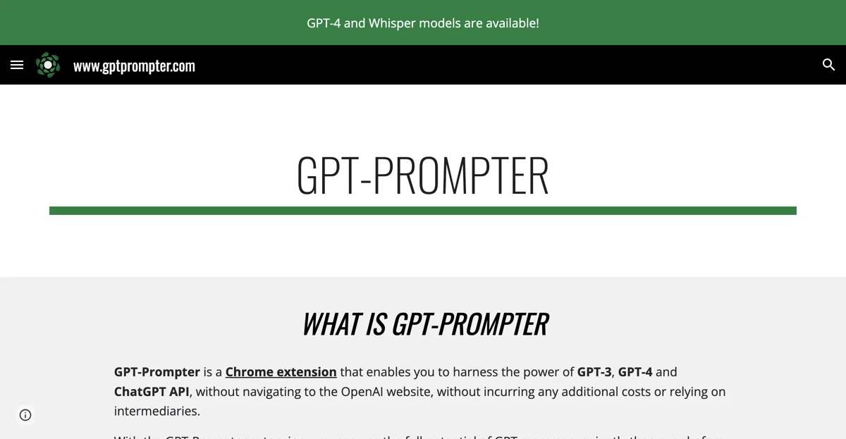 Unlock AI Power with GPT-Prompter Chrome Extension