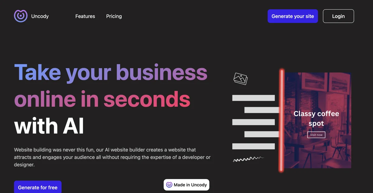 Uncody: Build Stunning Websites with AI in Seconds