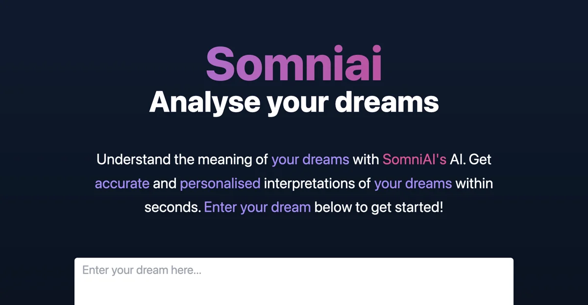 SomniAI: Your Personal AI Dream Interpreter