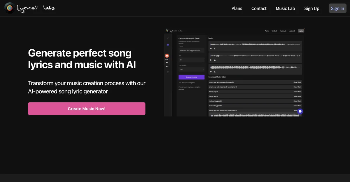 Lyrical Labs: Your AI Music Generator for Perfect Song Lyrics