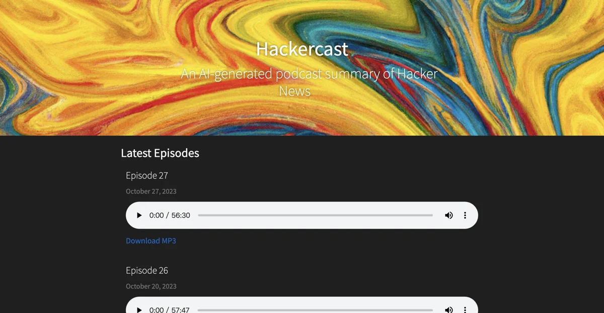 Hackercast: AI Podcast Summaries of Hacker News Episodes