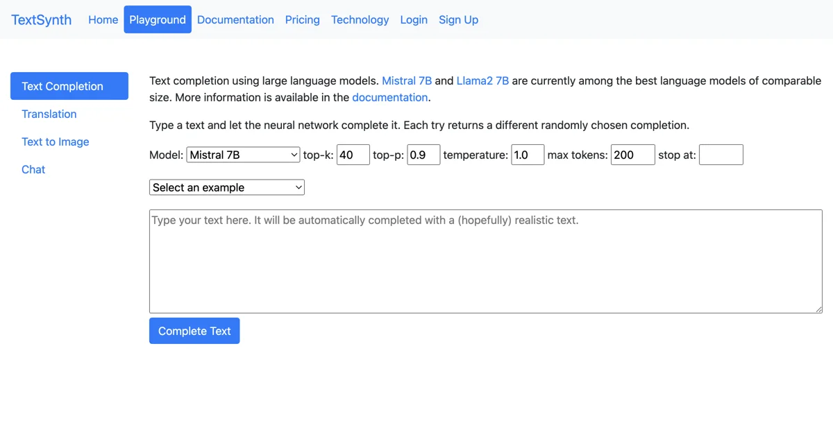 Unlock Creativity with Text Completion Using TextSynth