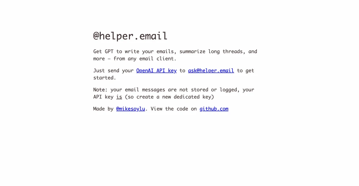 Streamline Your Emails with helper.email - AI Email Assistant