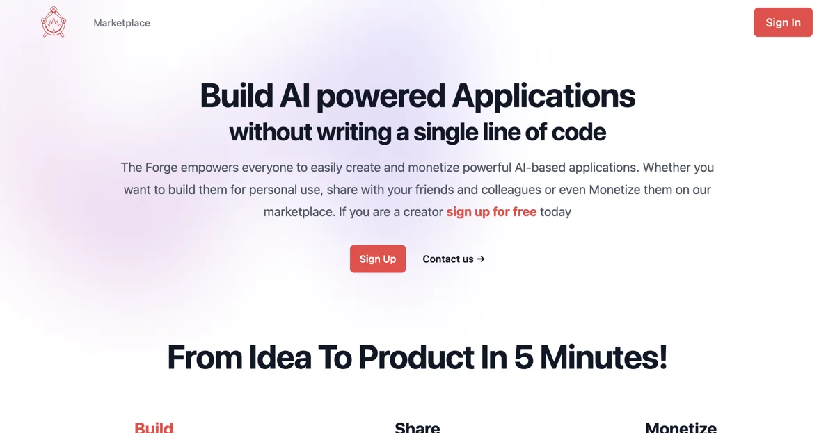 The Forge: Build, Share, and Monetize AI Applications