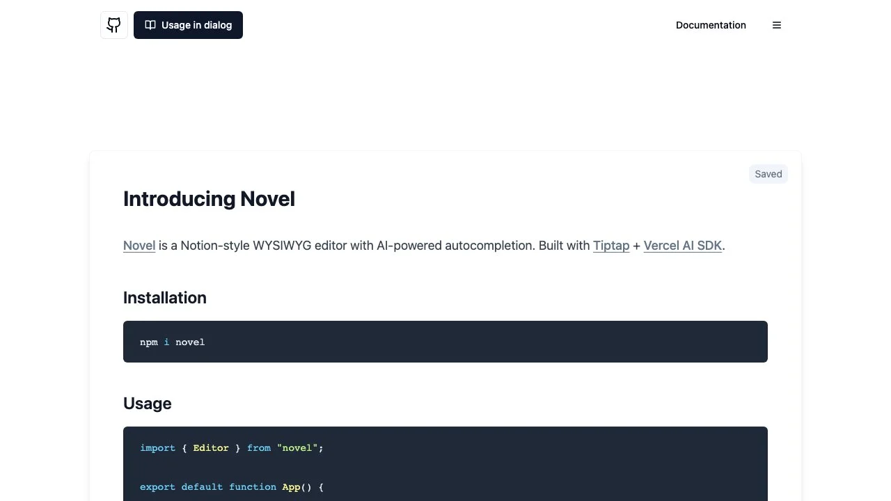 Explore Novel: AI-Powered WYSIWYG Editor for Effortless Writing