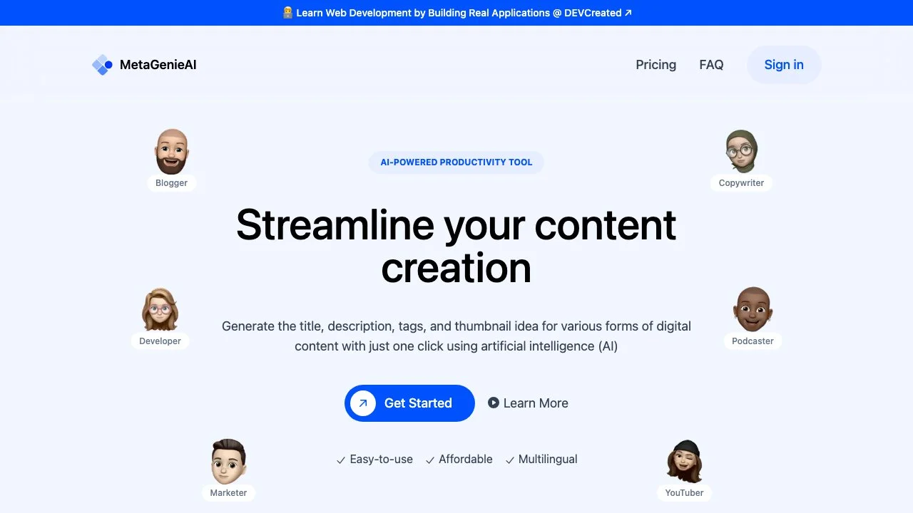 MetaGenieAI: AI Tool for Effortless Content Creation