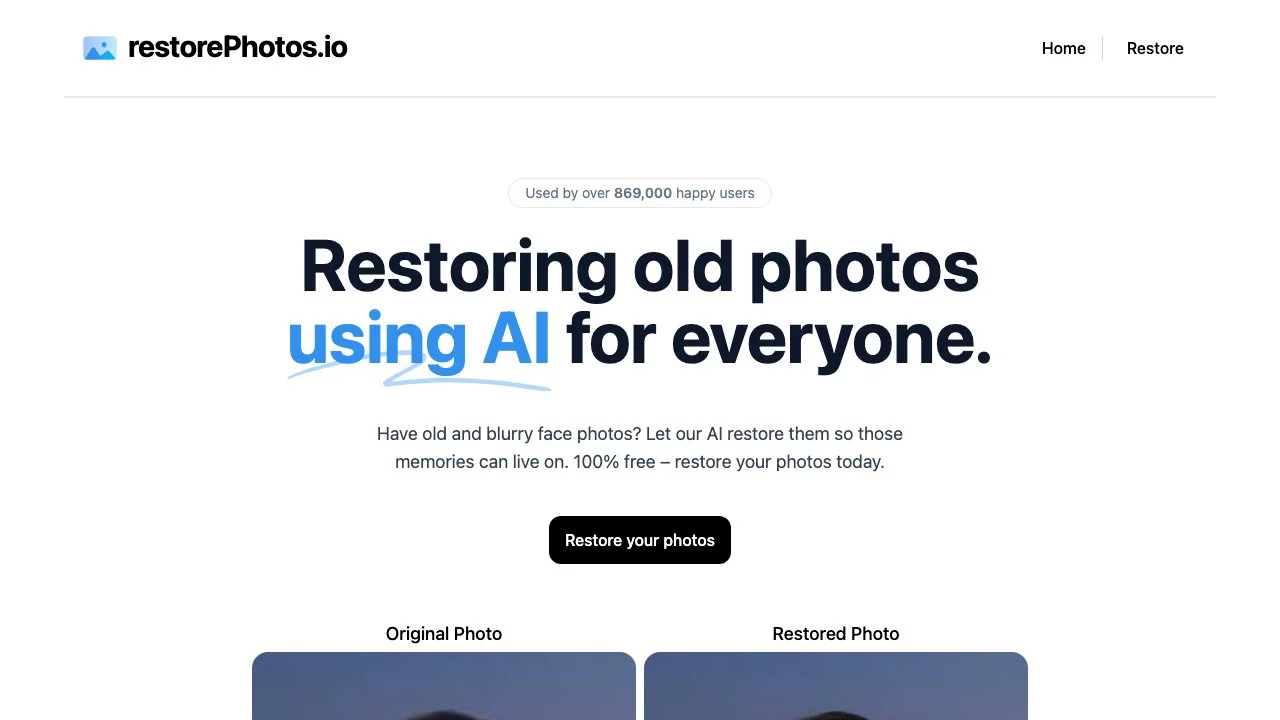 Restore Your Old Photos for Free with restorePhotos.io