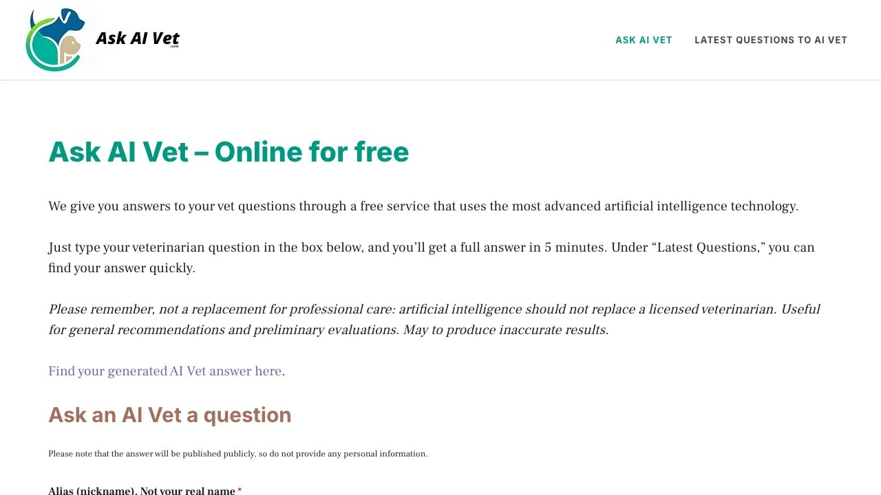 Ask an AI Vet for Free Online - Get Answers in 5 Minutes