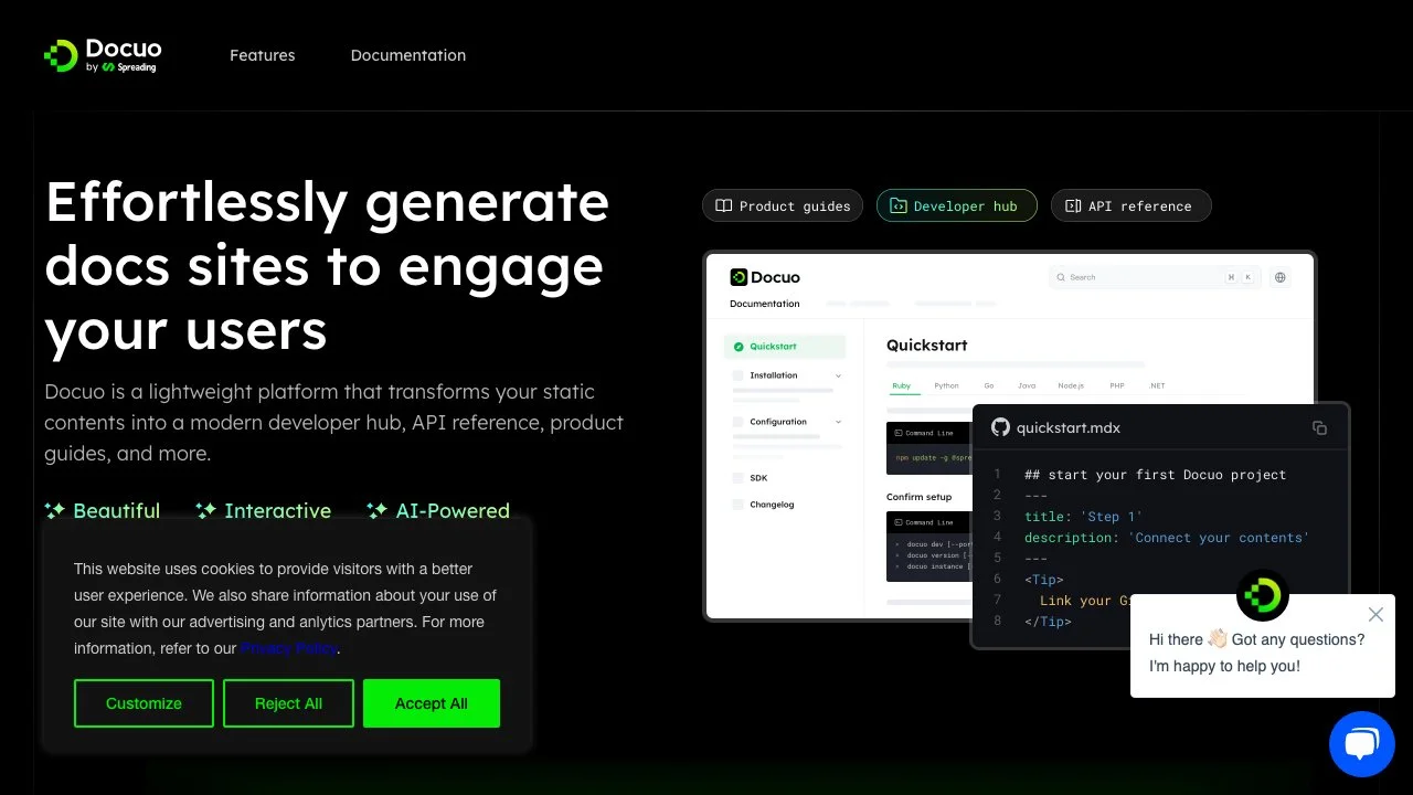 Docuo: Effortlessly Generate Documentation Sites for Developers