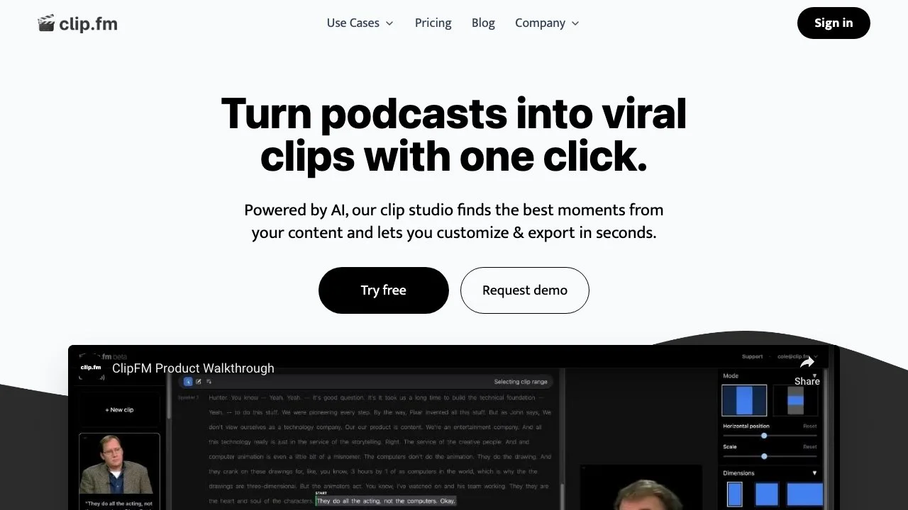 Transform Your Podcasts into Viral Clips with ClipFM