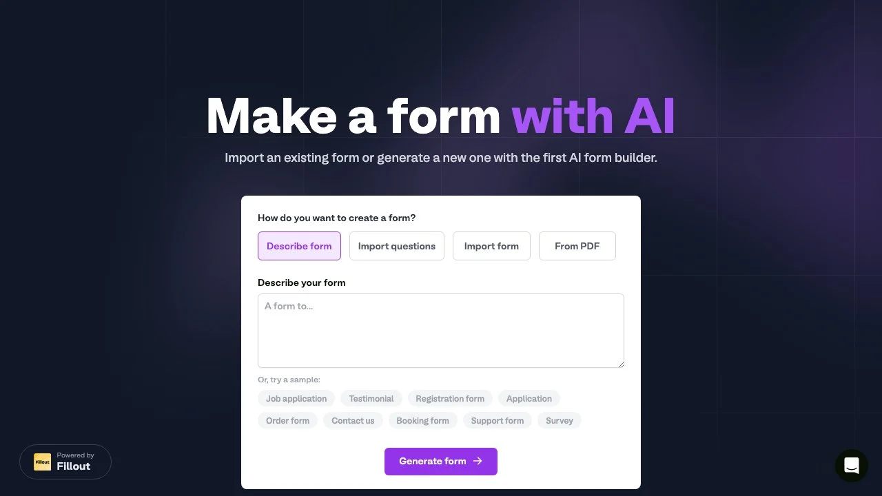 Effortlessly Create Forms with Fillout's AI Form Generator