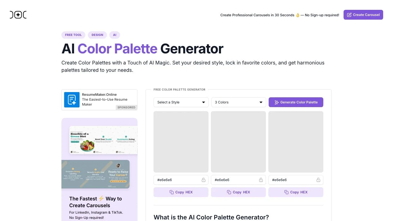 AI Color Palette Generator - Tạo Bảng Màu Nhanh Chóng (Miễn Phí)