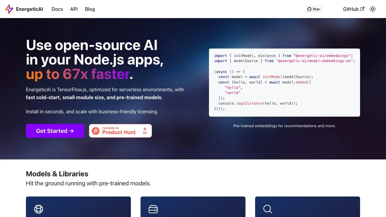 EnergeticAI: Fast Open-Source AI for Node.js Applications