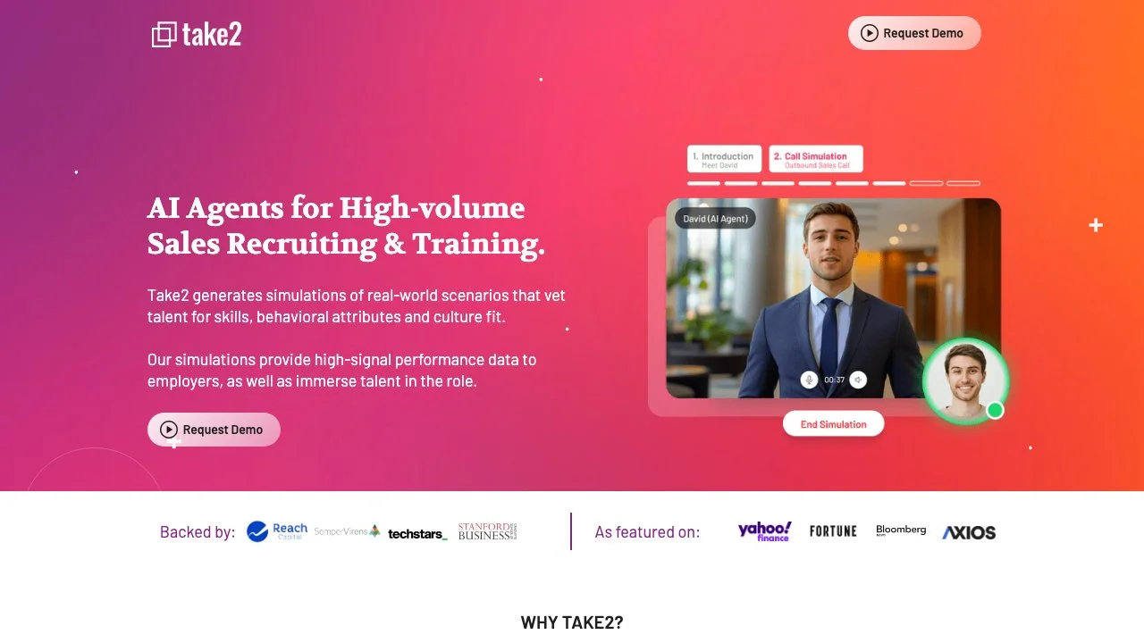 Take2: AI Agents for Sales Recruiting & Training