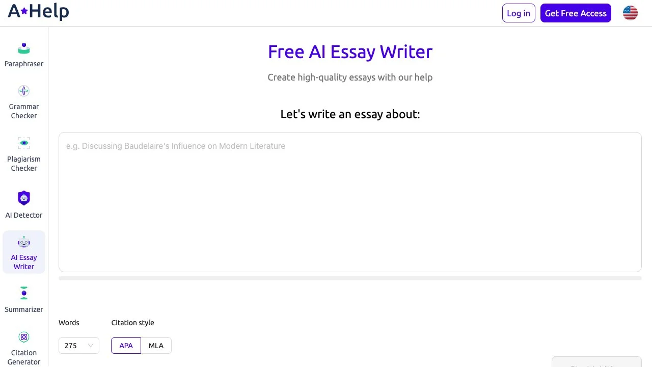 AI Essay Writer: Free Essay Generator by AHelp