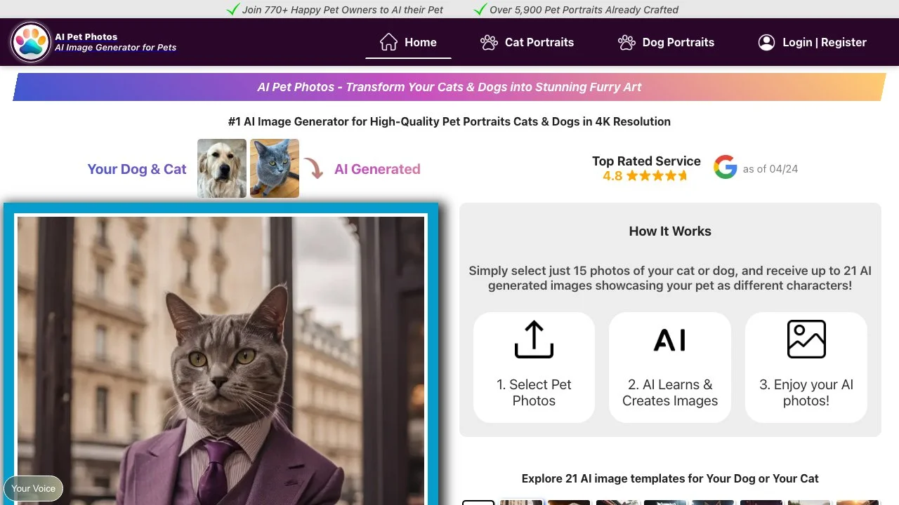 Transform Your Pets into Art with AI Pet Photos