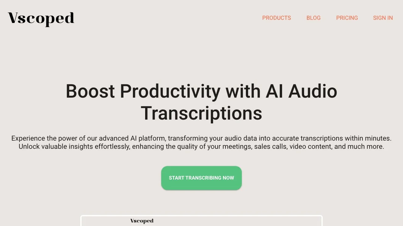 Boost Productivity with Vscoped AI Transcribing Service