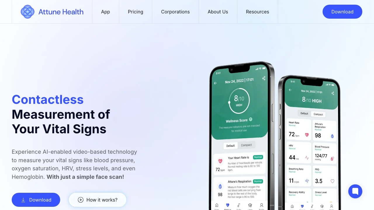 Attune Health: Measure Your Vital Signs with AI Technology