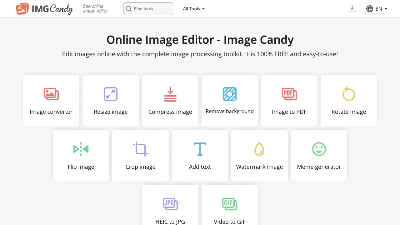 Image Candy - Free Online Image Editor with Complete Toolkit