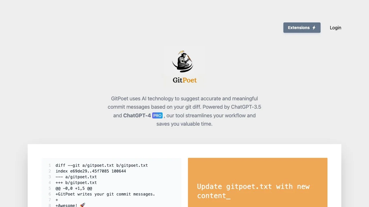 GitPoet - Tạo Thông Điệp Commit Git Bằng AI Cho Lập Trình Viên