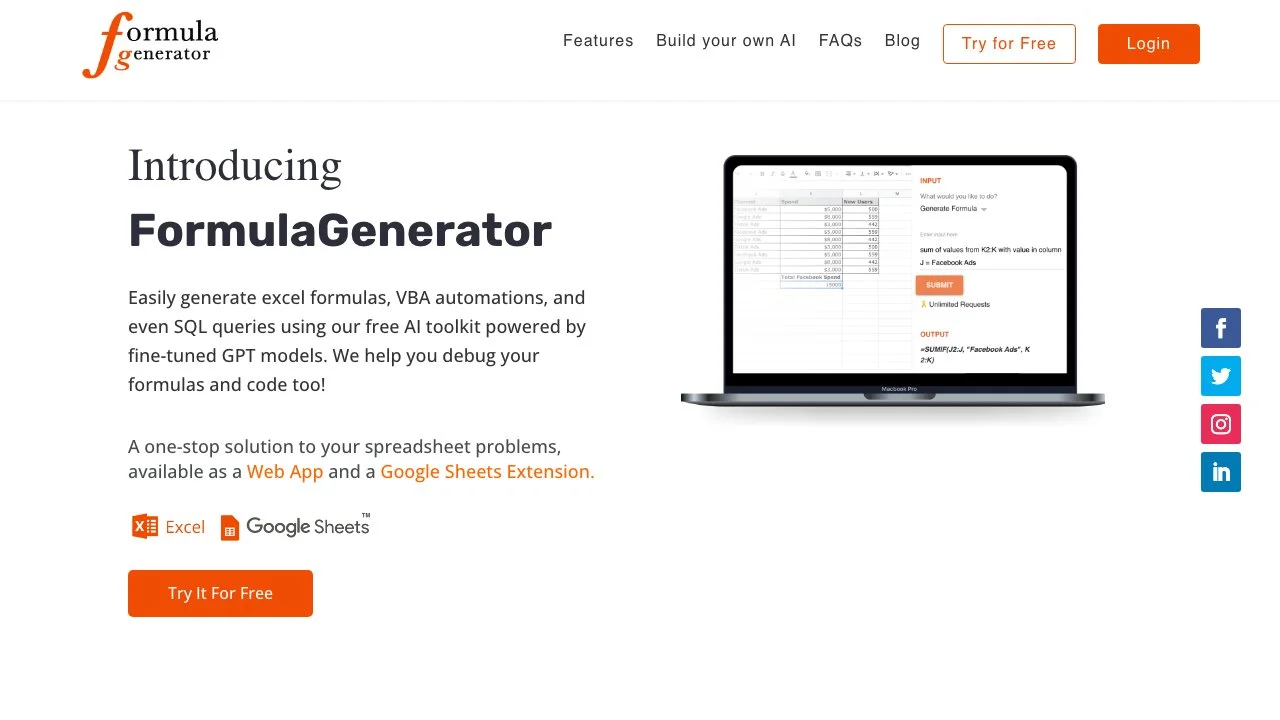 Effortlessly Generate Excel Formulas with FormulaGenerator