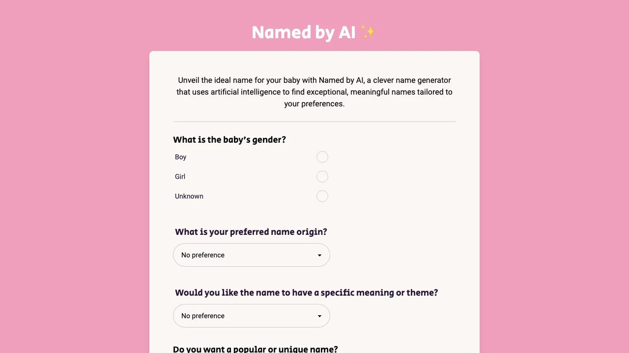 Discover Meaningful Baby Names with Named by AI