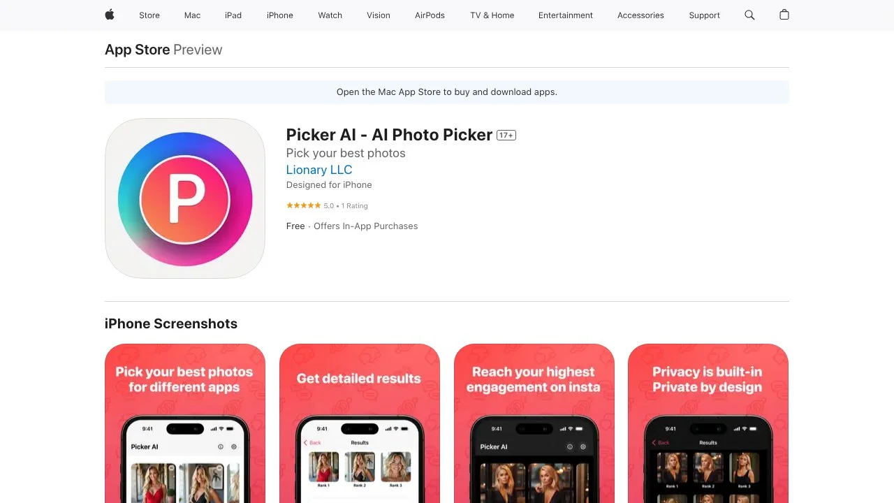 Picker AI - Chọn Ảnh Tốt Nhất Trên App Store