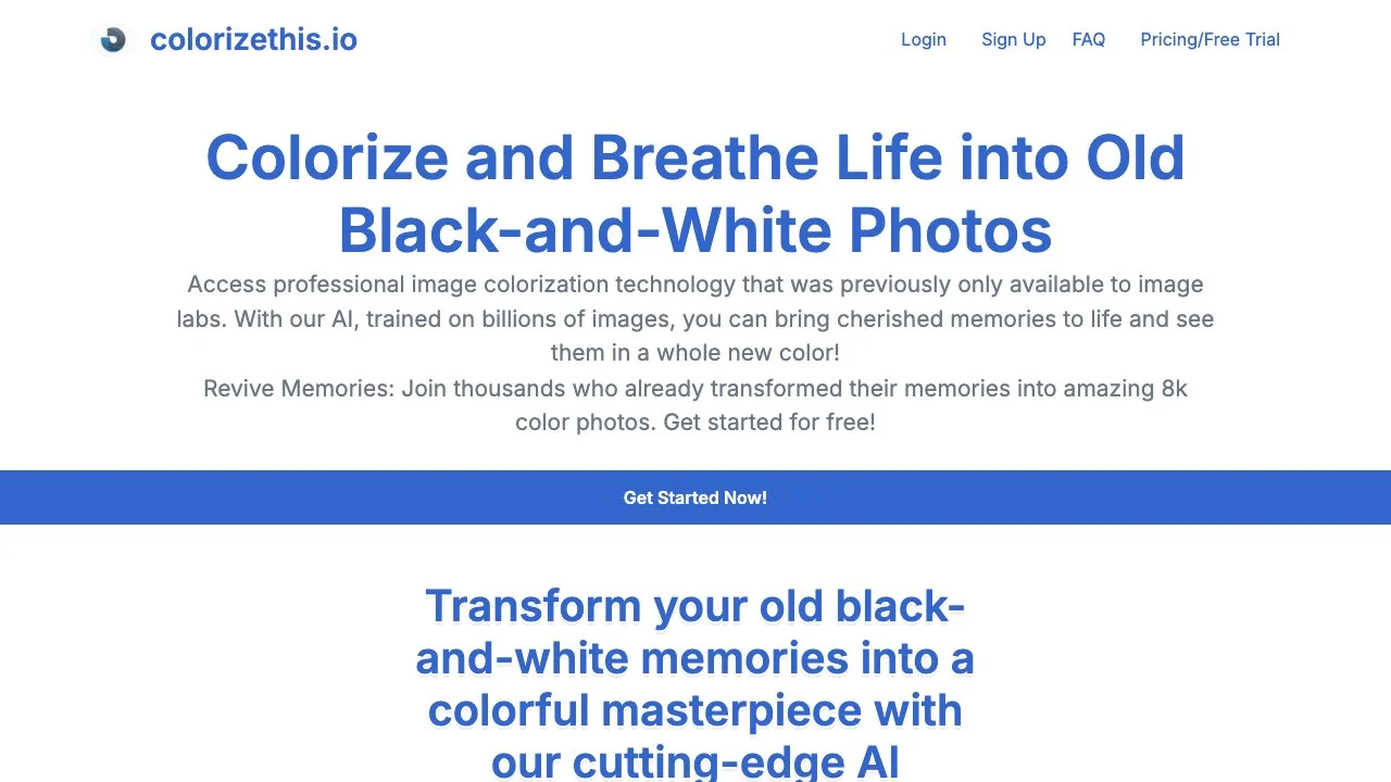 Revive Old Photos with AI Colorization | colorizethis.io