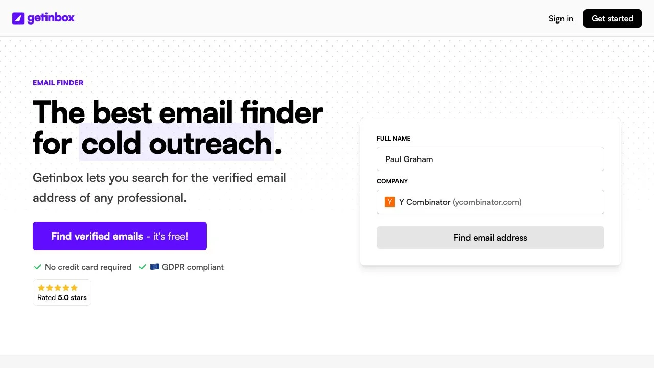 Getinbox: Free Email Finder for B2B Sales & Cold Outreach