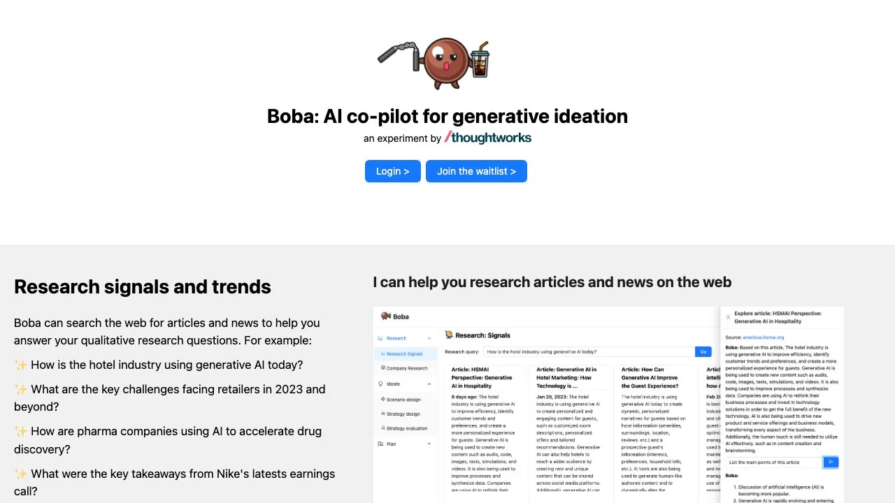 Boba: Your AI Co-Pilot for Generative Ideation