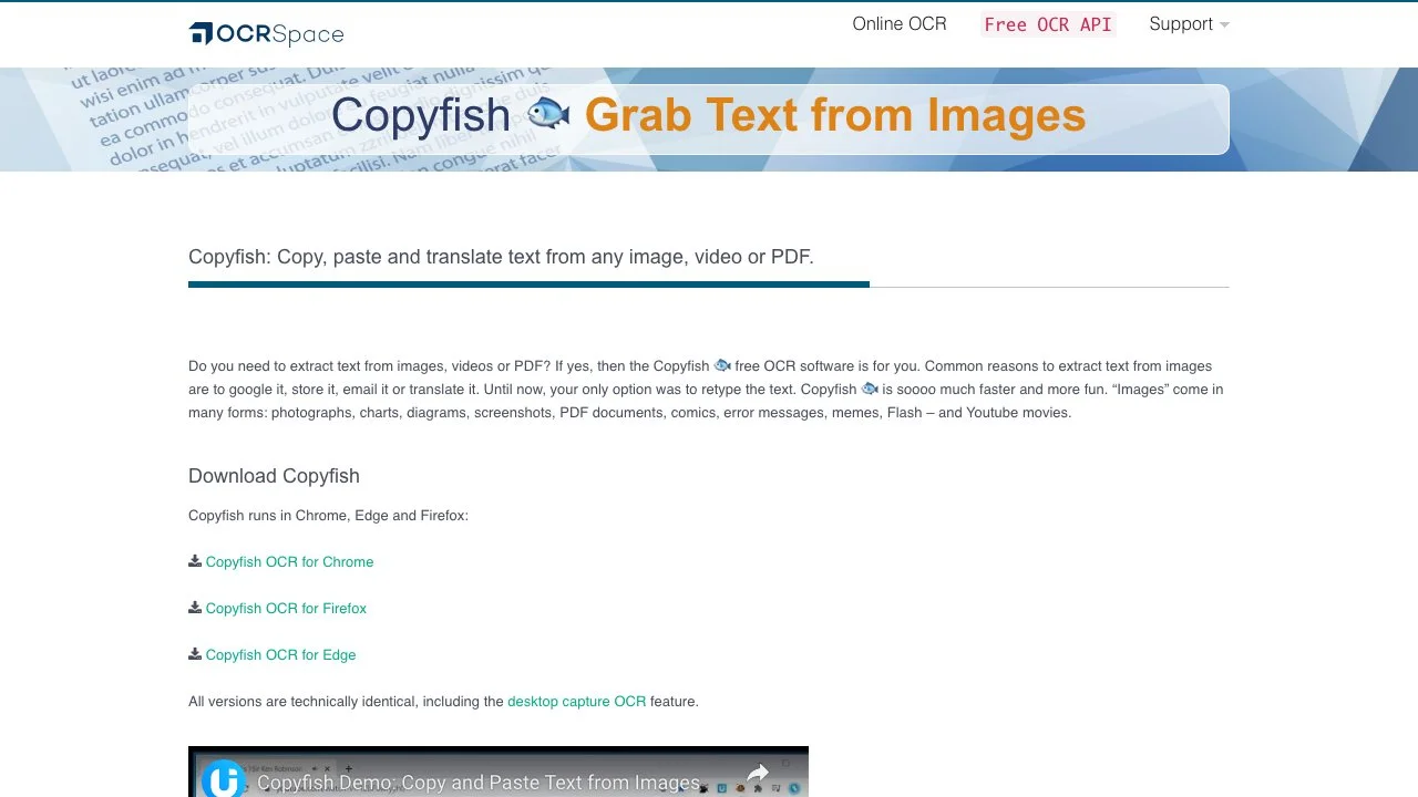 Copyfish: Free OCR Software for Chrome, Firefox & Edge