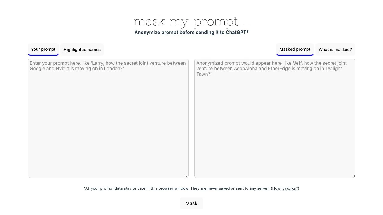 MaskMyPrompt: Keep Your Prompts Private with Ease