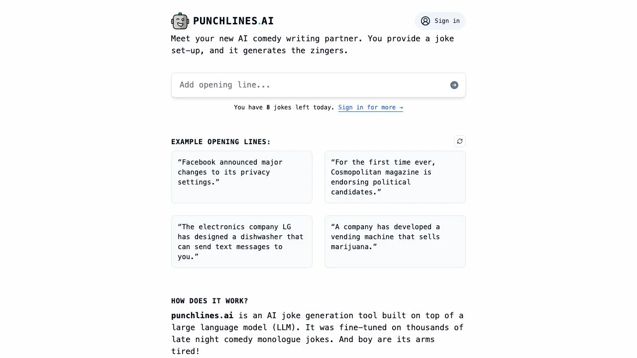 Punchlines.ai: Generate Hilarious Jokes with AI