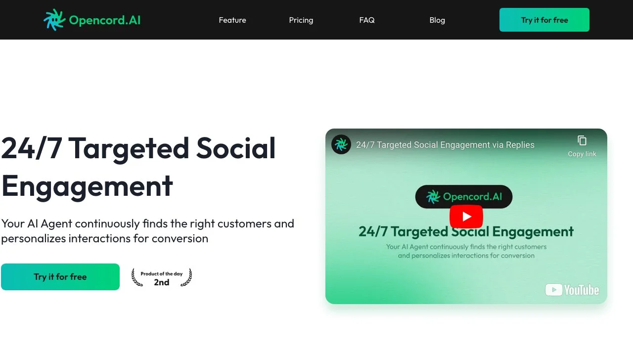 Opencord AI: 24/7 Targeted Social Engagement Tool