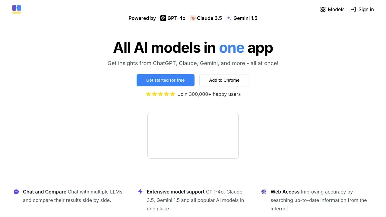 ChatHub - 同时使用 GPT-4o、Claude 3.5、Gemini 1.5 的 AI 模型比较工具