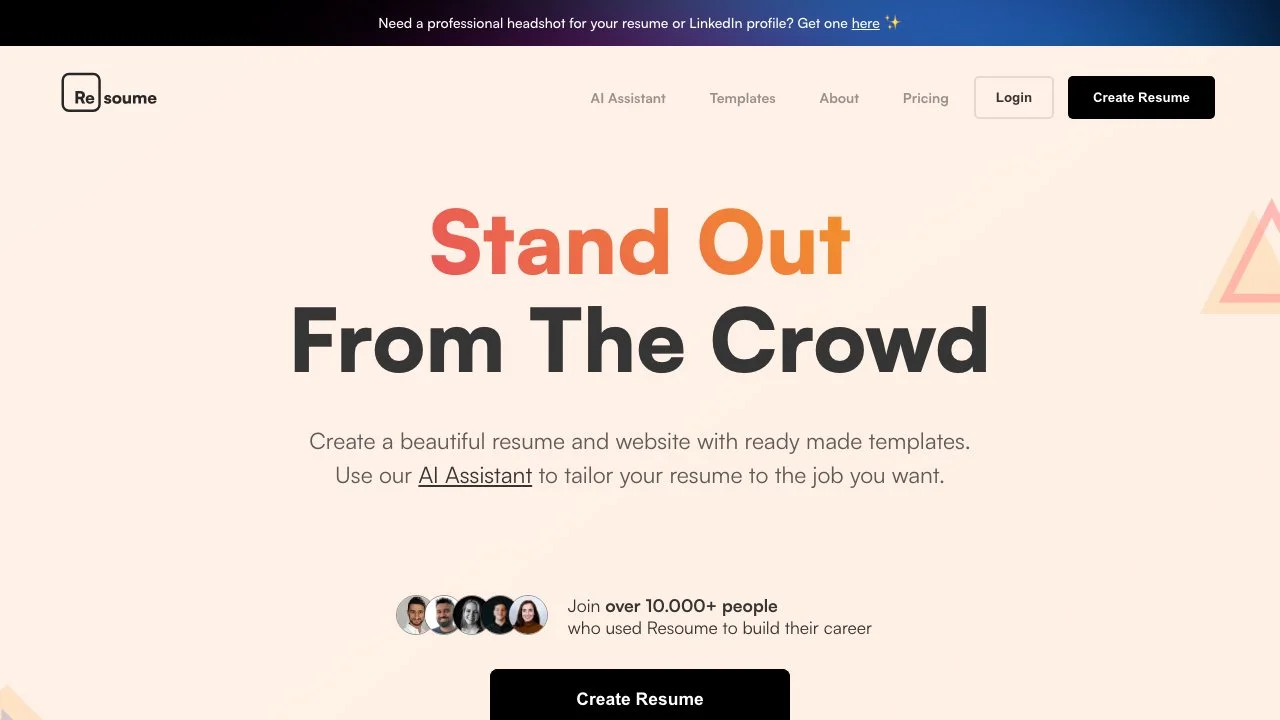 Resoume: Create Stunning Resumes with AI Assistance
