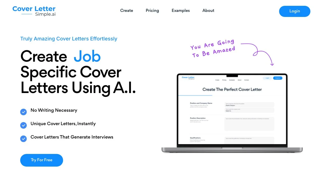 CoverLetterSimple.ai | Tạo Cover Letter Đặc Biệt Dễ Dàng