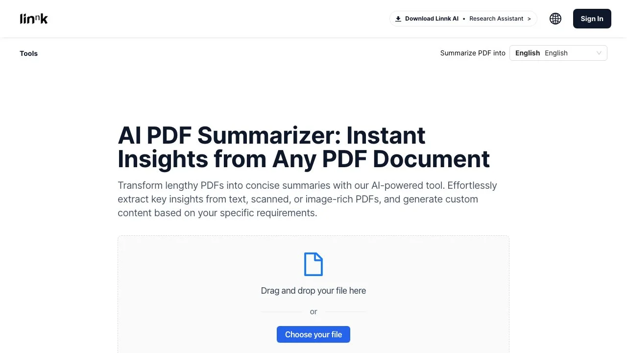 Linnk AI PDF Summarizer: Instant Insights from PDFs