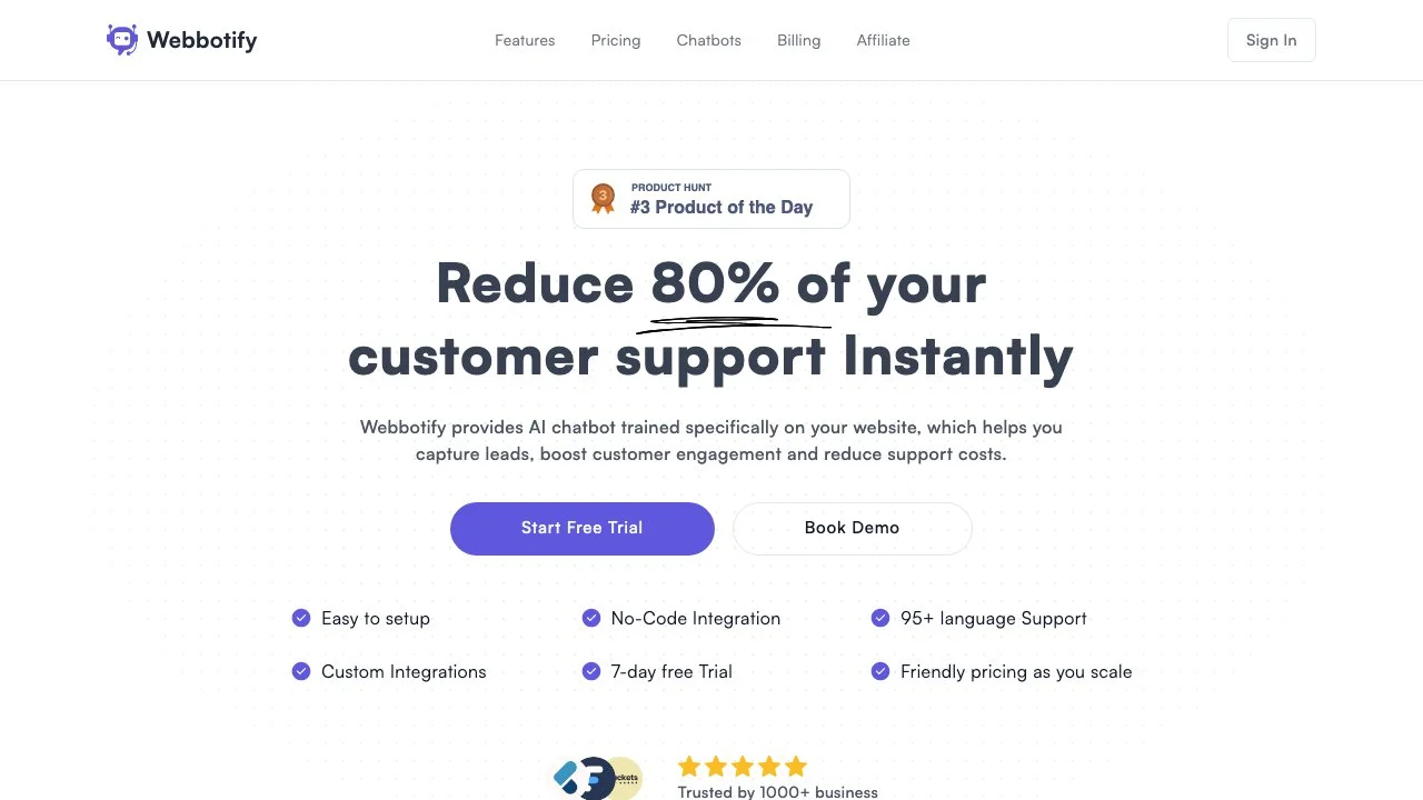 Webbotify: Reduce 80% of Your Customer Support Instantly