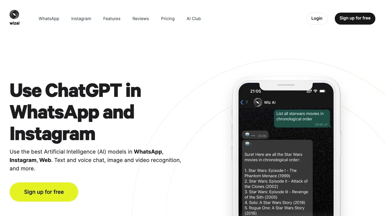 WizAI - ChatGPT for WhatsApp & Instagram: Enhance Your Messaging