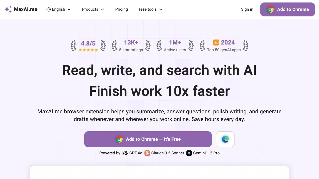 MaxAI.me: Read Faster, Write Better with AI