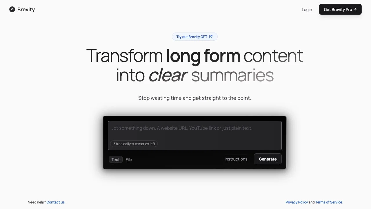 Brevity: Transform Long Form Content into Clear Summaries