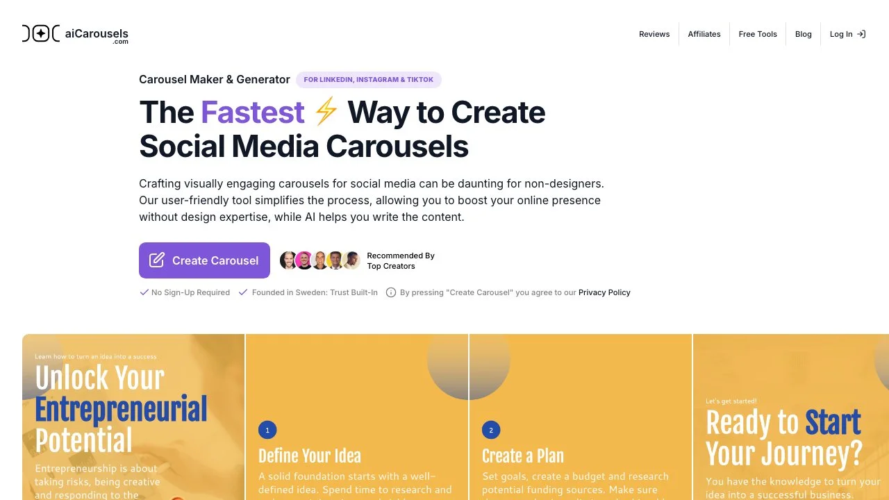 Create Stunning Social Media Carousels with aiCarousels