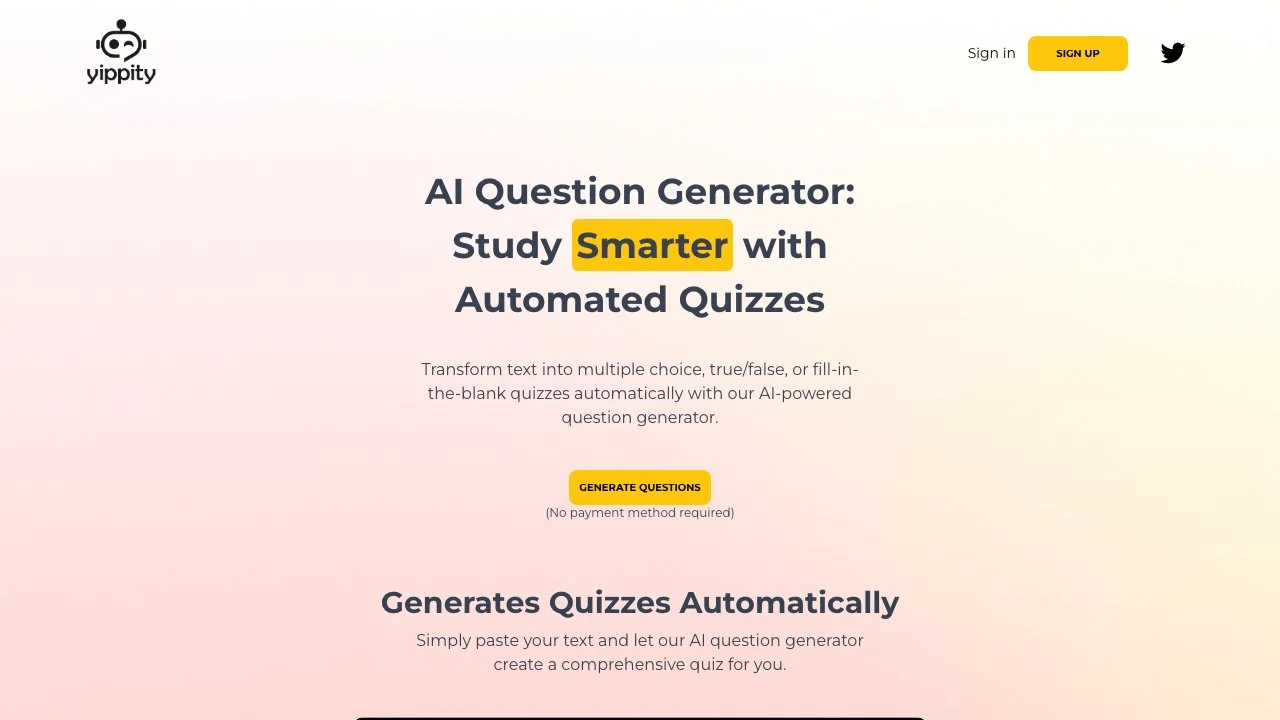 Yippity: AI Question Generator for Instant Quiz Creation