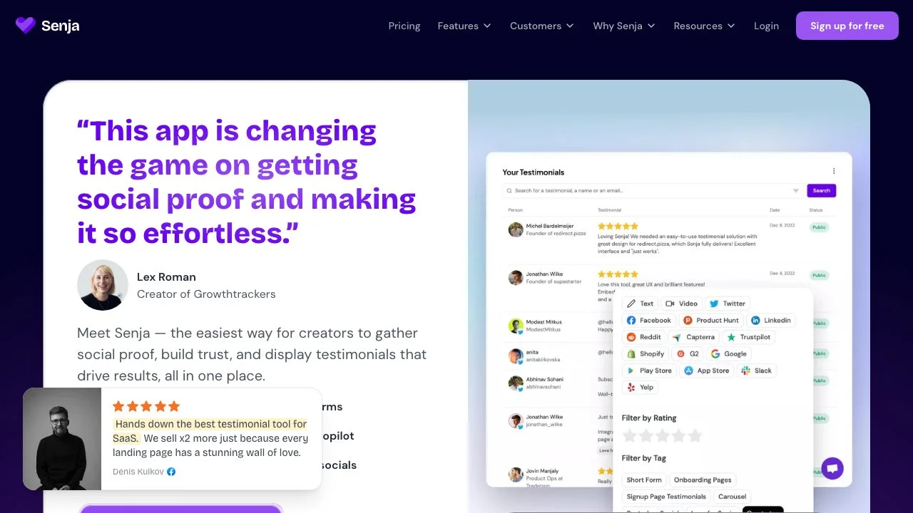 Senja: Collect, Manage, and Share Testimonials Effortlessly