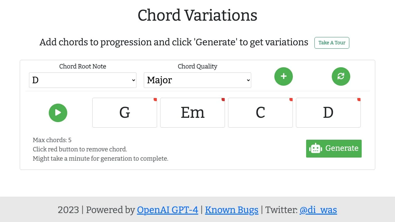 Chord Variations: Generate Unique Music Progressions